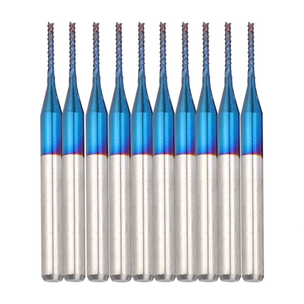 10pcs Carbide Router Cutting Bit Blue Corn End Mill Engraving Bit for CNC PCB Machinery (1.0mm)