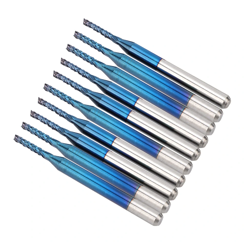 10pcs Carbide Router Cutting Bit Blue Corn End Mill Engraving Bit for CNC PCB Machinery (1.5mm)