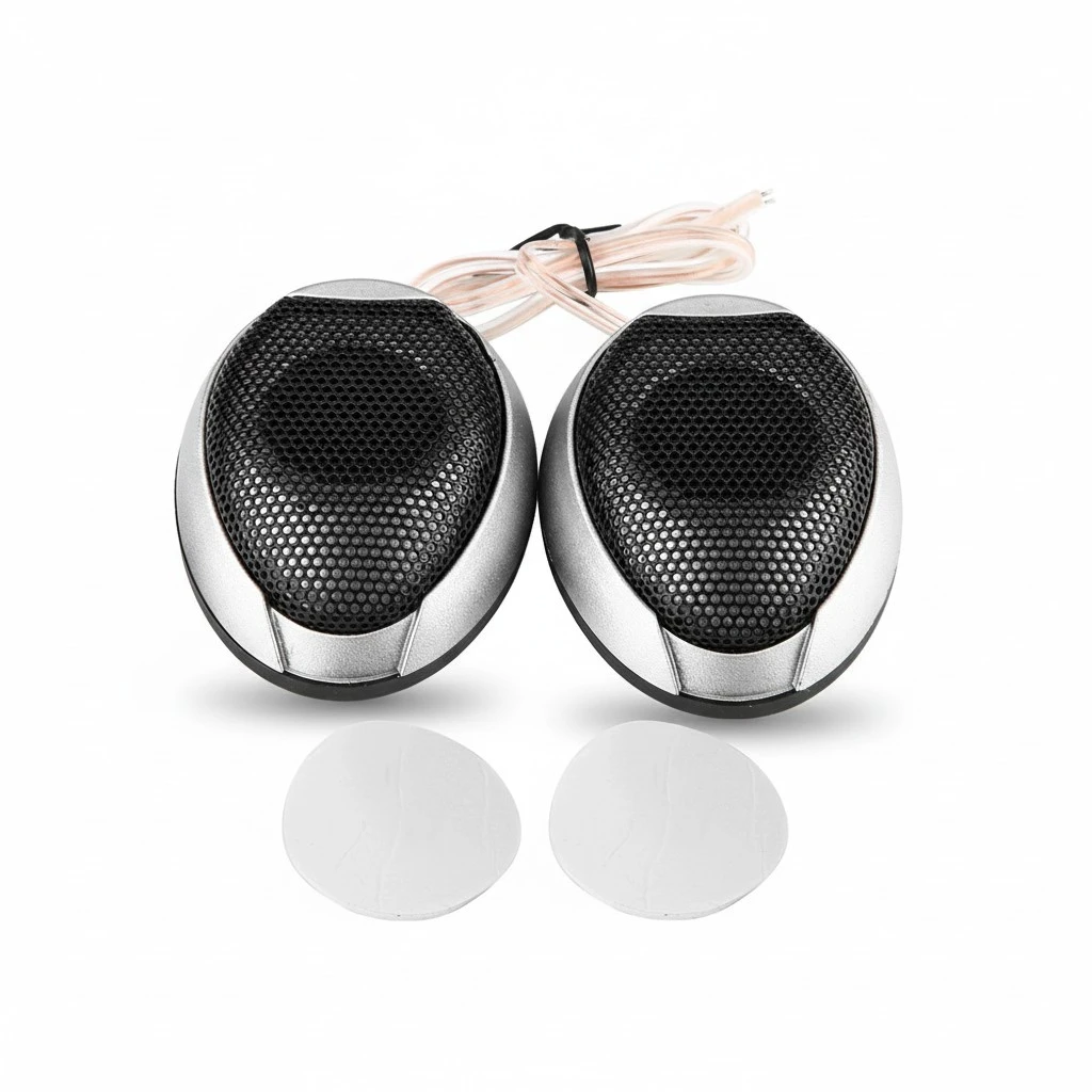 1000W Mini Car Speaker Audio Round Stickable Loudspeaker Automobile Speaker with Glue(Silver)