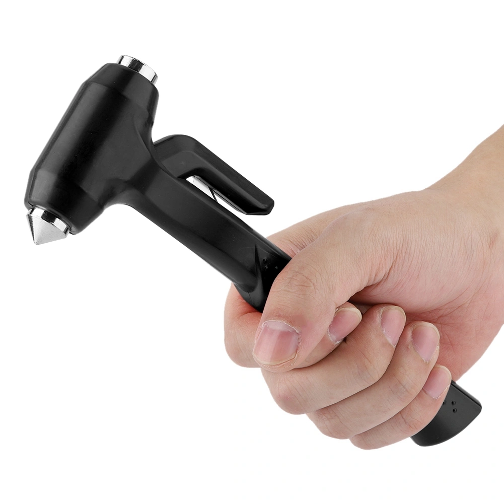 Car Safety Hammer Steel Emergency Escape Tool Seatbelt Cutter Window Breaker (Black Large)