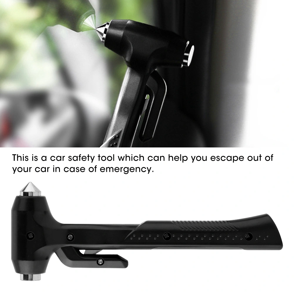 Car Safety Hammer Steel Emergency Escape Tool Seatbelt Cutter Window Breaker (Black Large)