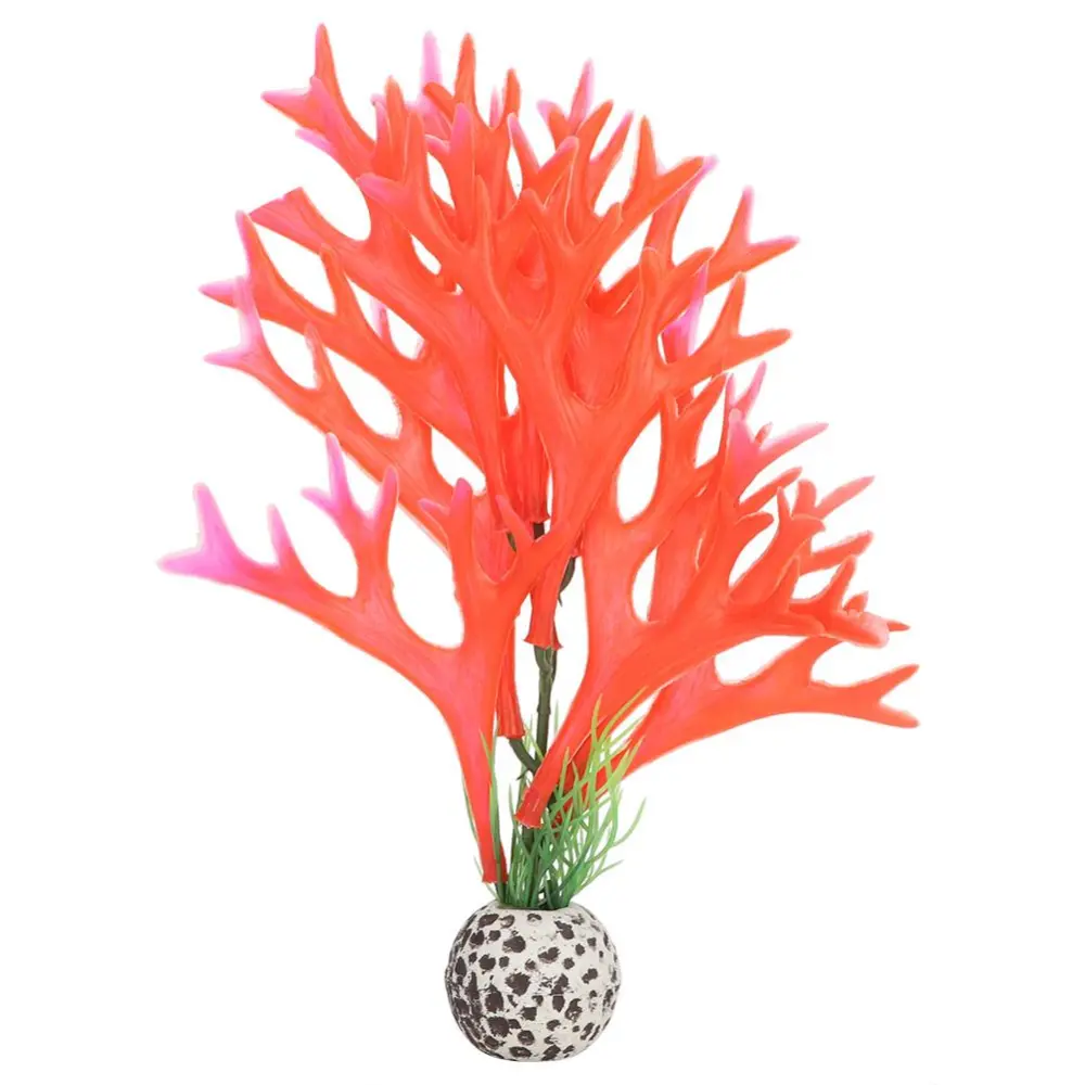 Coral Plant Ornament Vivid Artificial for Aquarium Underwater Fish Tank Garden Lands Red