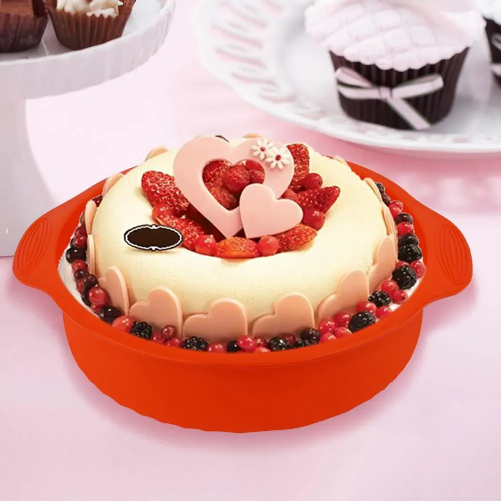 11.42inch Round Shape 3D Silicone Baking Cake Mold DIY Baking Cake Pan Tray(Orange)