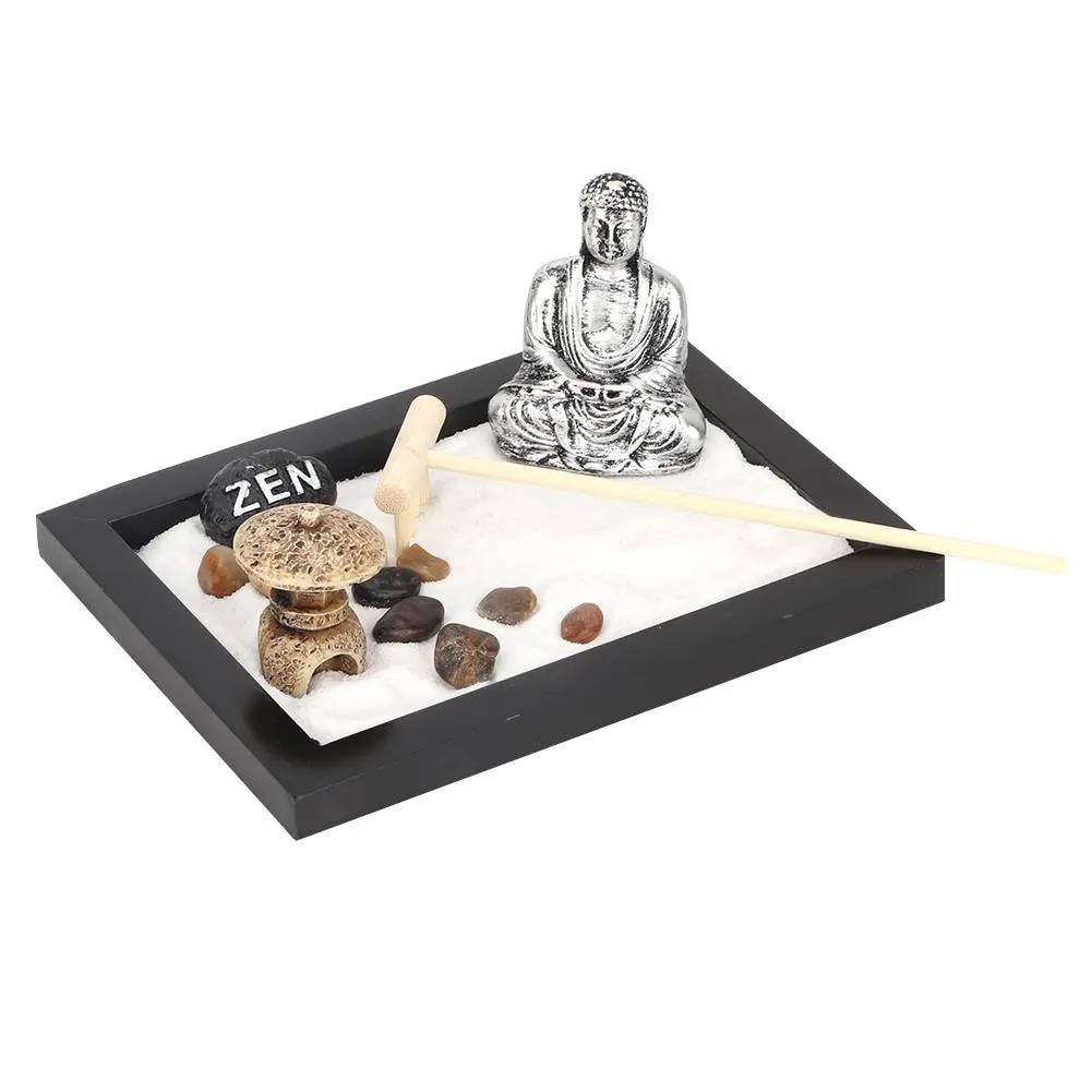Classic Unique Zen Sandbox Meditation Artistic Dry Landscape Office Decoration Wooden Craft
