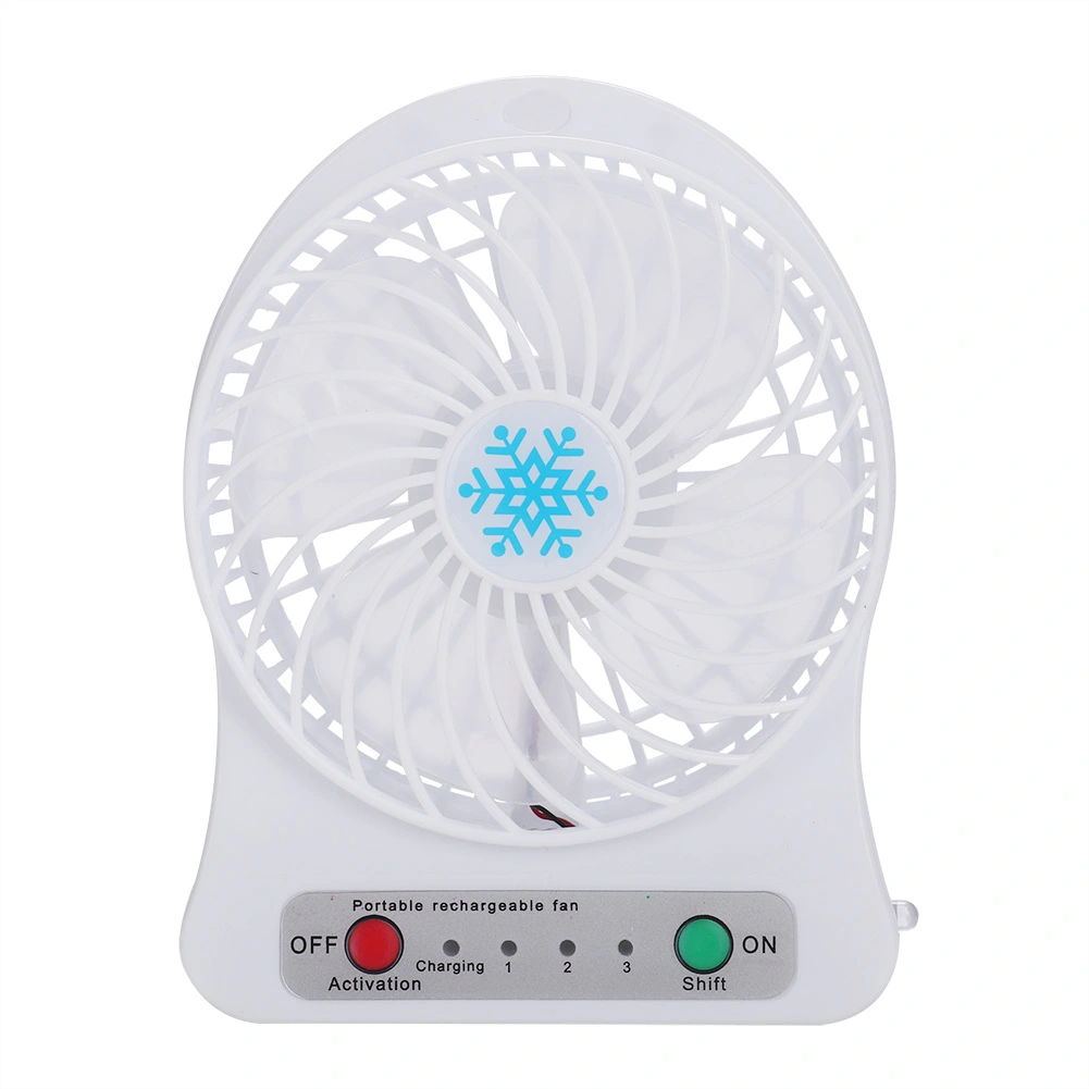 1Pc Mini Desktop USB Rechargeable Cooling Fan Lighting Portable Table Fans(White)