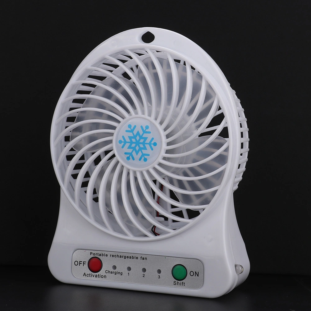 1Pc Mini Desktop USB Rechargeable Cooling Fan Lighting Portable Table Fans(White)