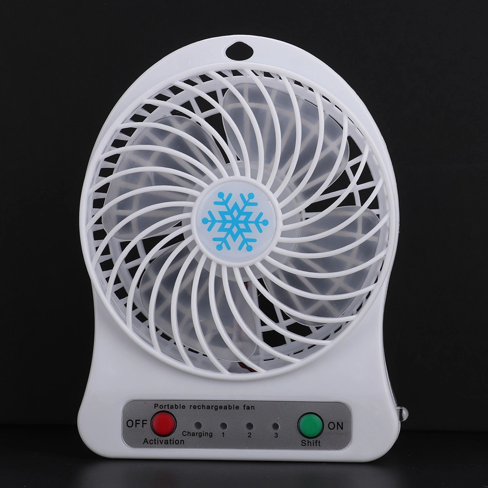 1Pc Mini Desktop USB Rechargeable Cooling Fan Lighting Portable Table Fans(White)