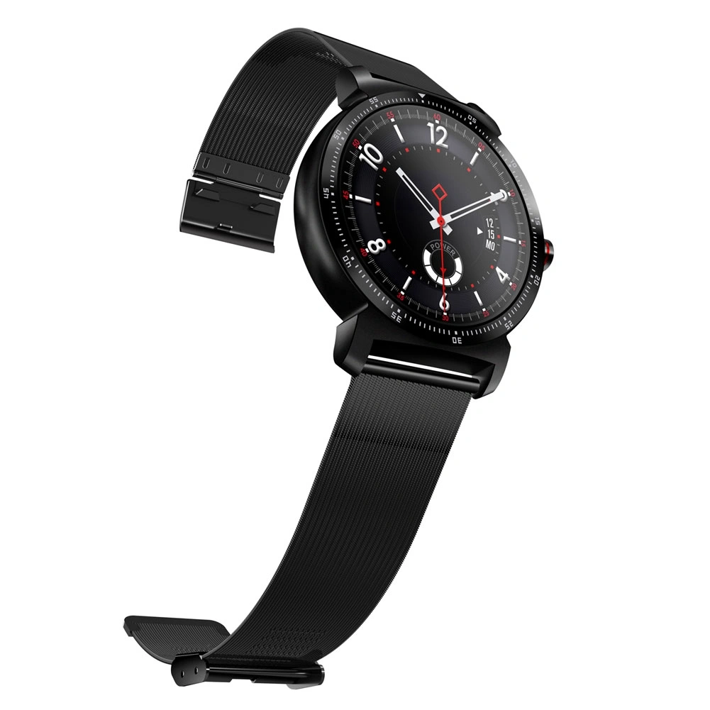 1.3 Inch IPS Bluetooth Round Screen Steel Strap Smart Watch Heart Rate Monitor Bracelet(Black)
