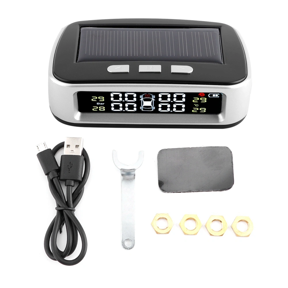 Car Wireless Solar Power TPMS Tire Pressure Monitoring System with 4 Sensors