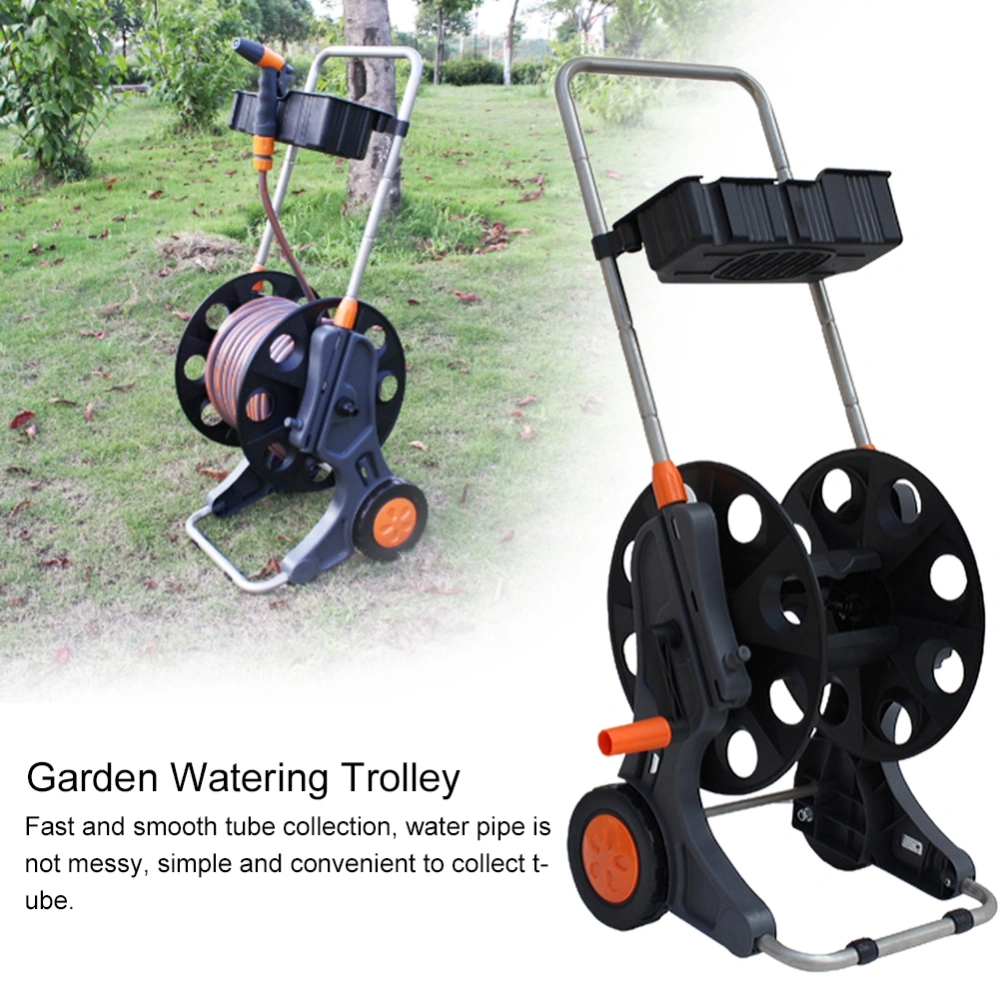 Multifunctional Garden Water Hose Pipe Reel Cart Holder Trolley Cart for Watering Car Wash Tool