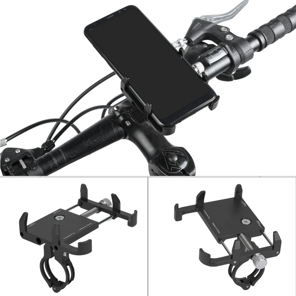 Aluminum Alloy Bike Mobile Phone Bracket Mount Cellphone Handlebar Holder(Black)