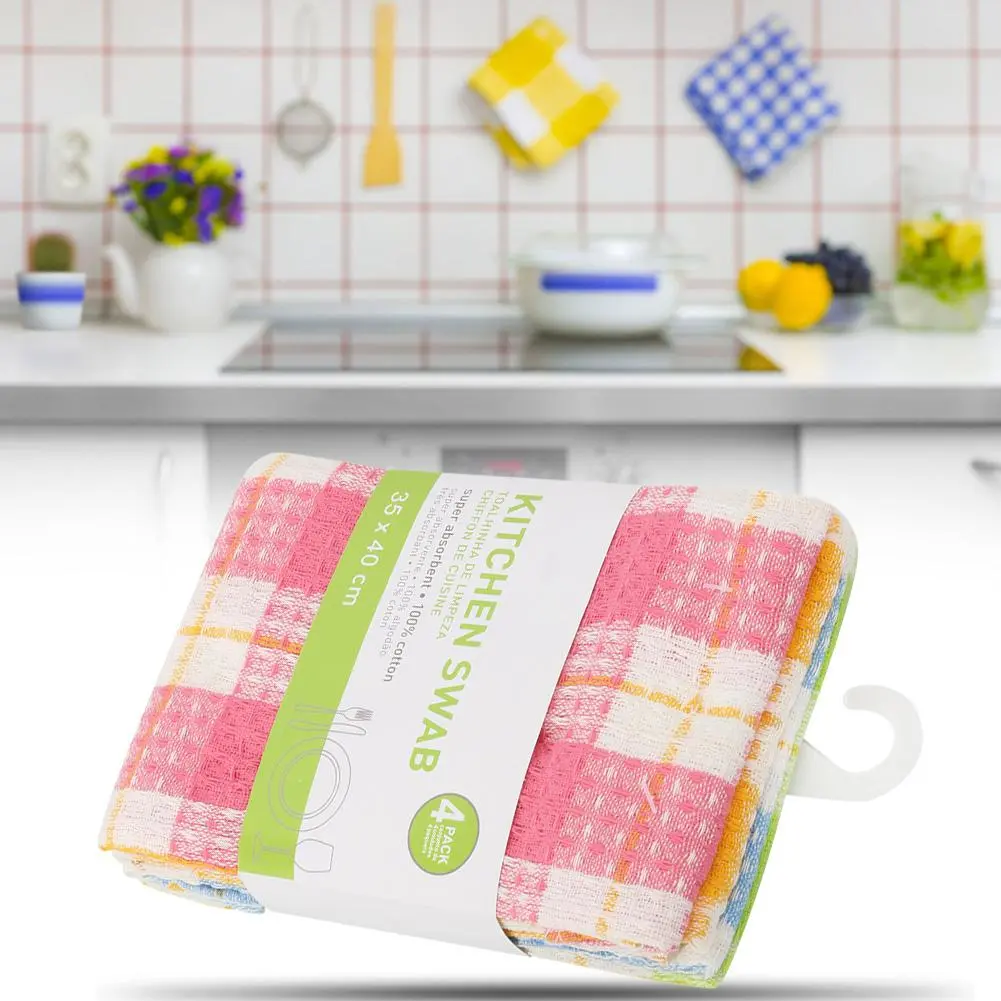 4Pcs Table Napkin Cotton Multi-Color Dishtowel Kitchen Towel Cleaning Cloth Tea Towel