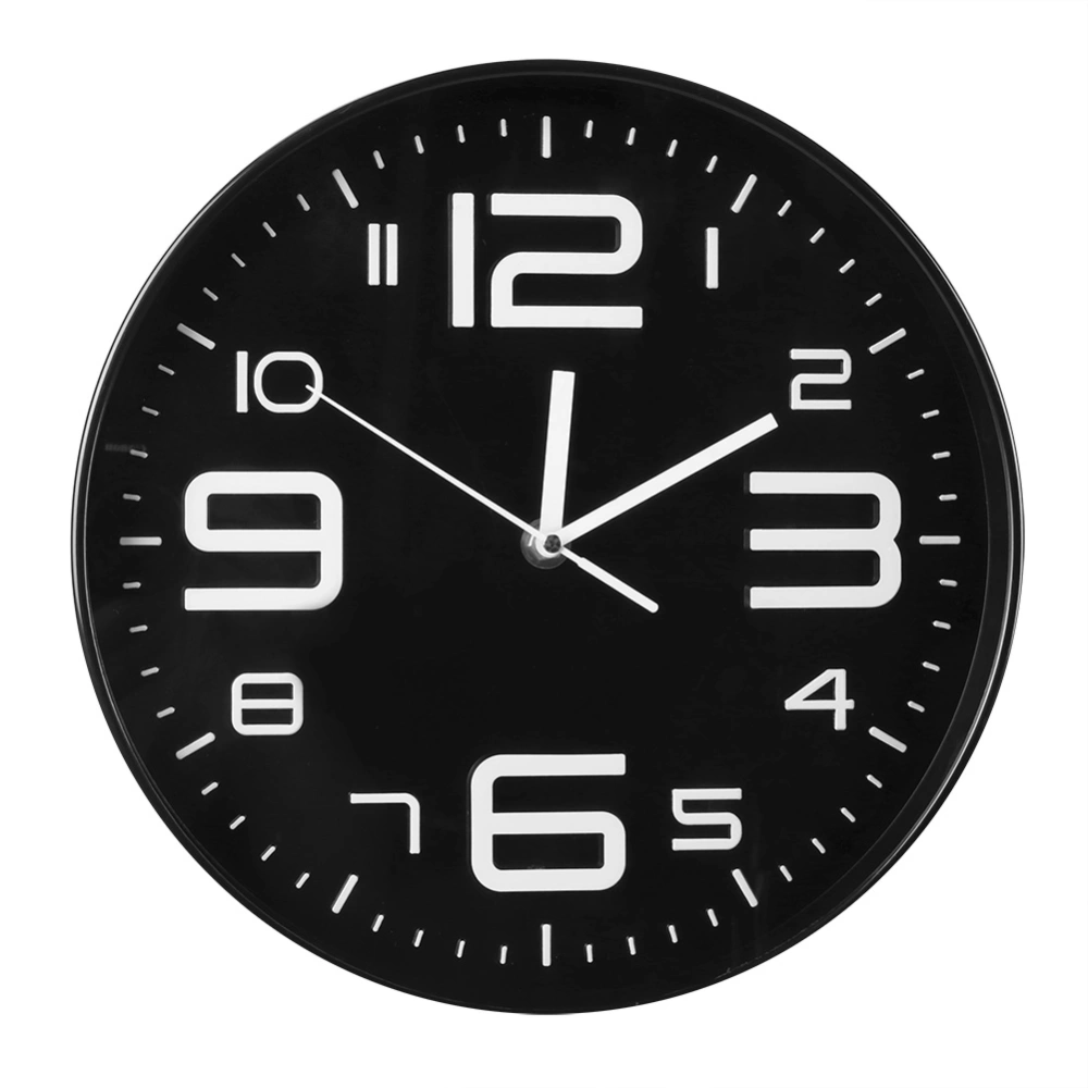 Simple Quartz Wall Big Watch Hanging Clock Home Office Bedroom Decoration (Black)