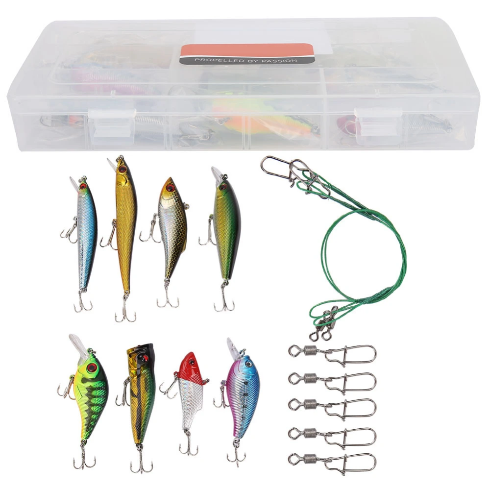 16Pcs/Lot Plastic Fishing Hard Bait Set Hooks Tackles Kit Box Accessory