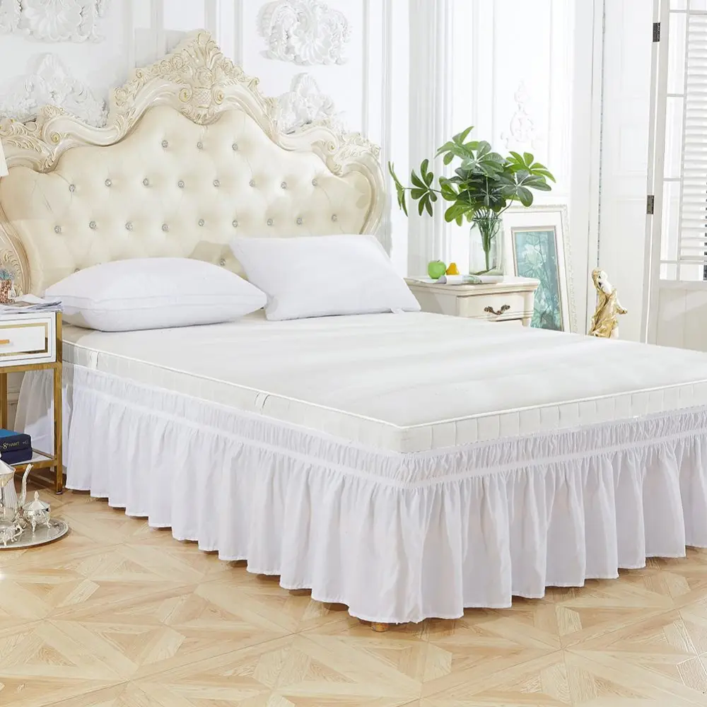 Elastic Polyester Bed Skirt Ruffle Easy Fit Spread Cover Valance (Twin)