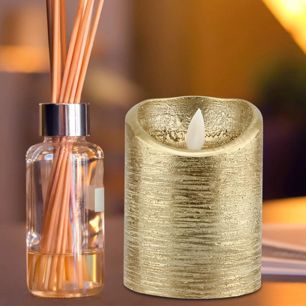 LED Flameless Candles Battery Gold Swinging Flame Electric Candle Lights for Weddings (S)