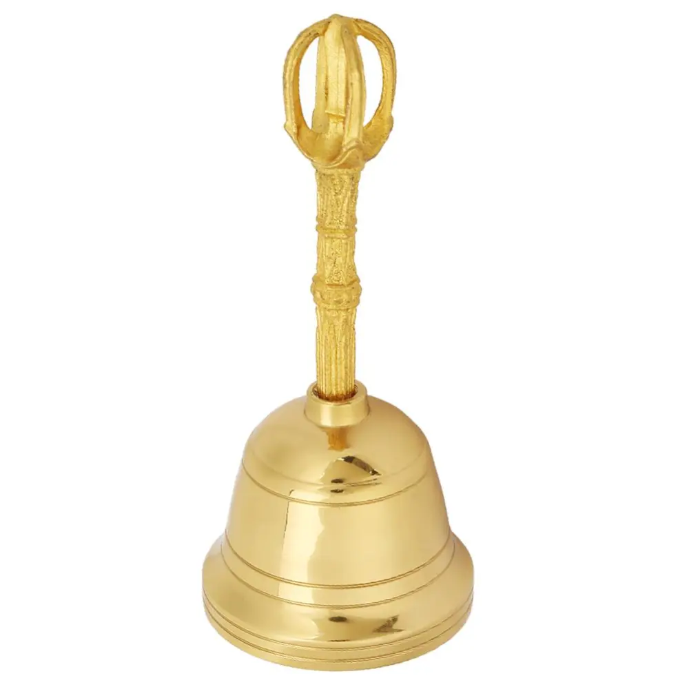 Popular Pure Brass Hand Bell Buddhist  Bell  Feng Shui Taoist Instrument 4.5 Inch Rattle