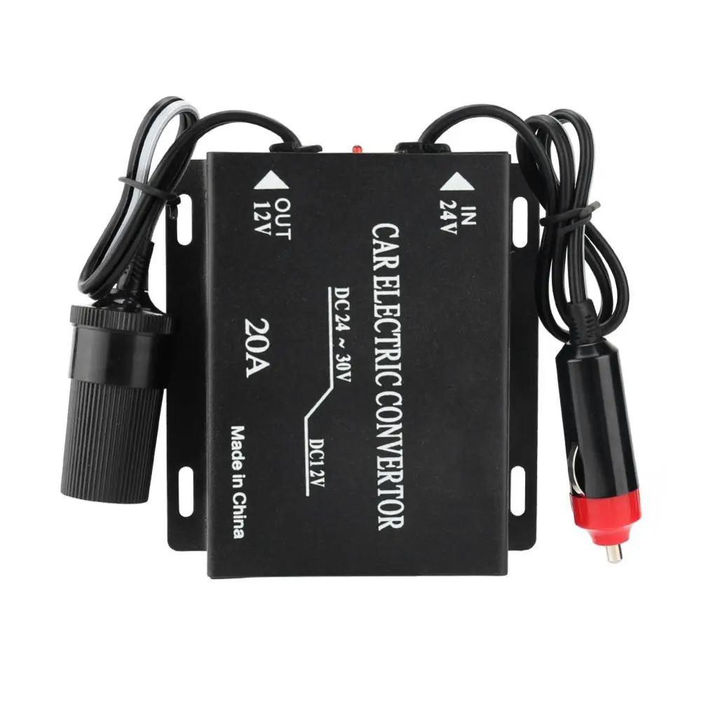 20A Car Power Supply Converter Step Down Transformer 24V To 12V Cigarette Lighter Type