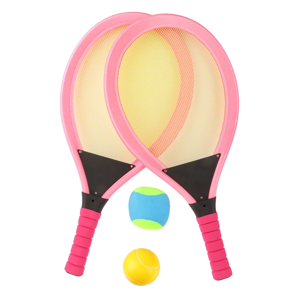 1 Pair Children Tennis Rackets Outdoor Sports Training Tool Kids Toy Beginners (Rose red)