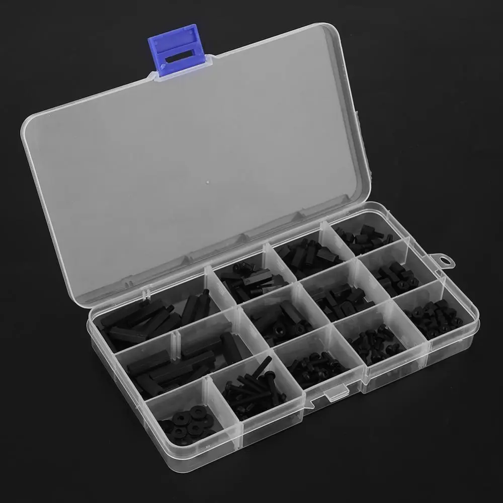 Popular Black Nylon Screw Box 260PCS M3 Bolt Insulated Screw Nut Standoff Combination Set