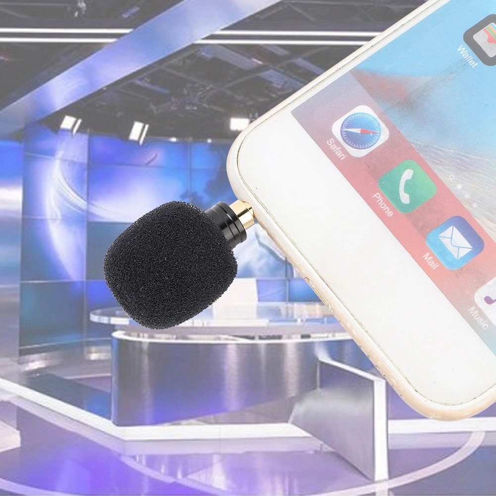 3.5mm Black Portable Mini Wireless Microphone for Mobile Phone Recording (Tri Pole Plug)