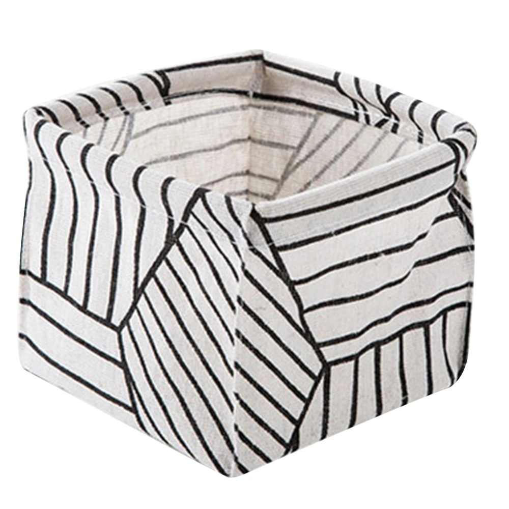 Desktop Storage Basket Cute Printing Waterproof Organizer Storage Box (Stripe)