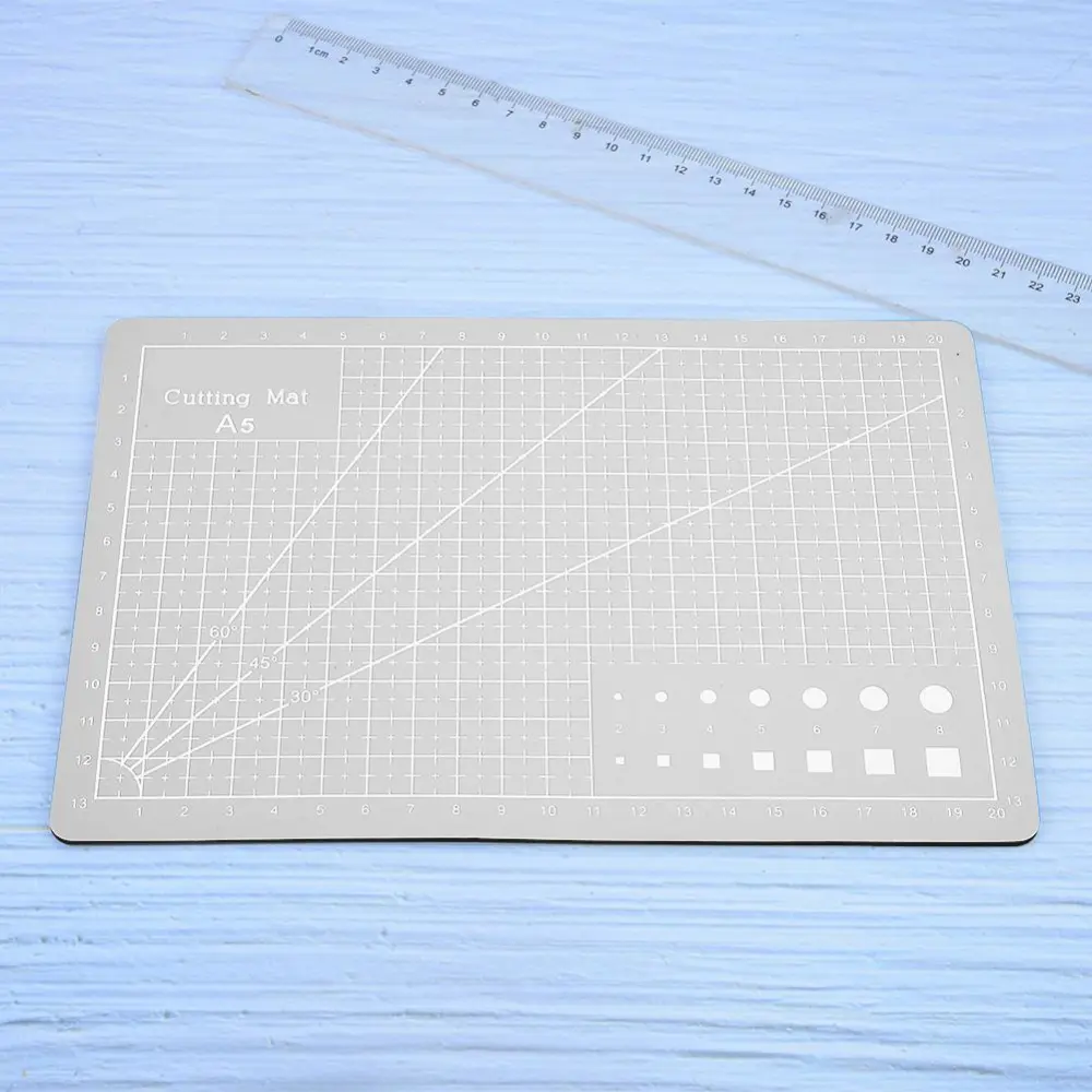 A5 Grid Lines PVC Cutting Mat Self-healing Paper Leather Fabric Cutting Board (Gray)