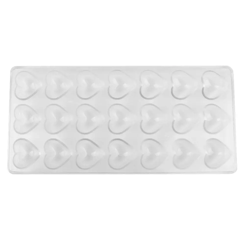 Non-stick PC Chocolate Mold DIY Candy Mold Ice Cube Tray 21 Heart-Shaped Cavities