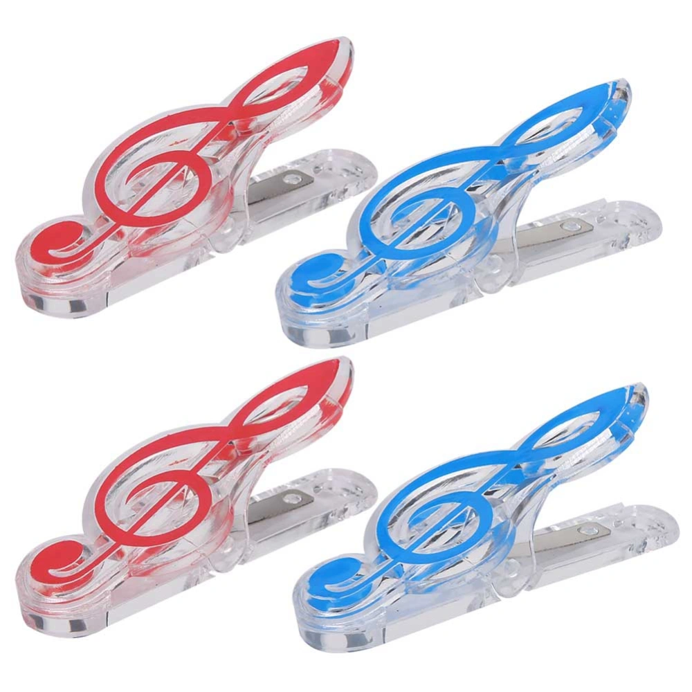 Plastic Mini Music Book Clip Bookmark Page Holder Stationary Marker Clamp (2 red + 2 blue)