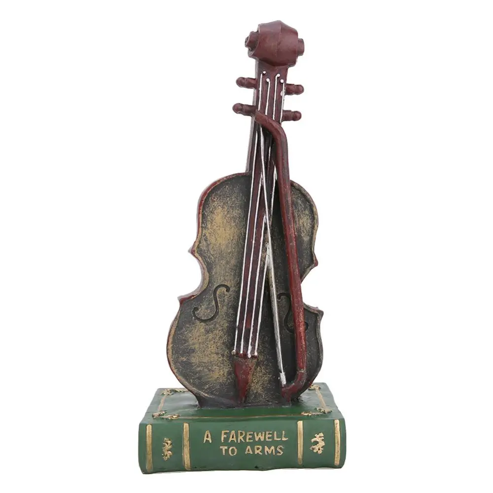 Retro Resin Sculpture Violin/Saxophone Model Ornament Home Decor Instrument Craft (Violin#2)