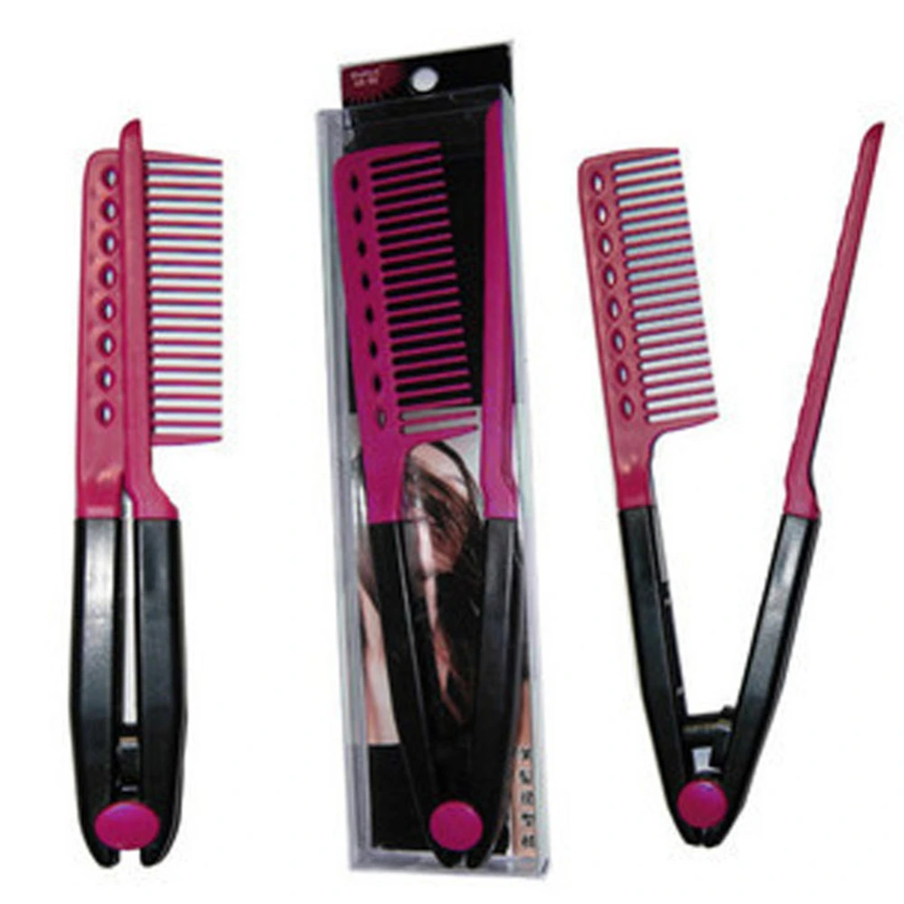 Hair Straighten Comb Haircut Anti-static V Shape Comb Clip Clamp Hairdressing Styling