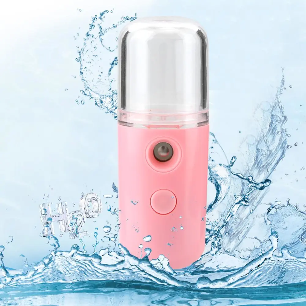 Portable Nano Face Sprayer Humidifier Mist Atomization Moisturizing USB Charging (Pink)