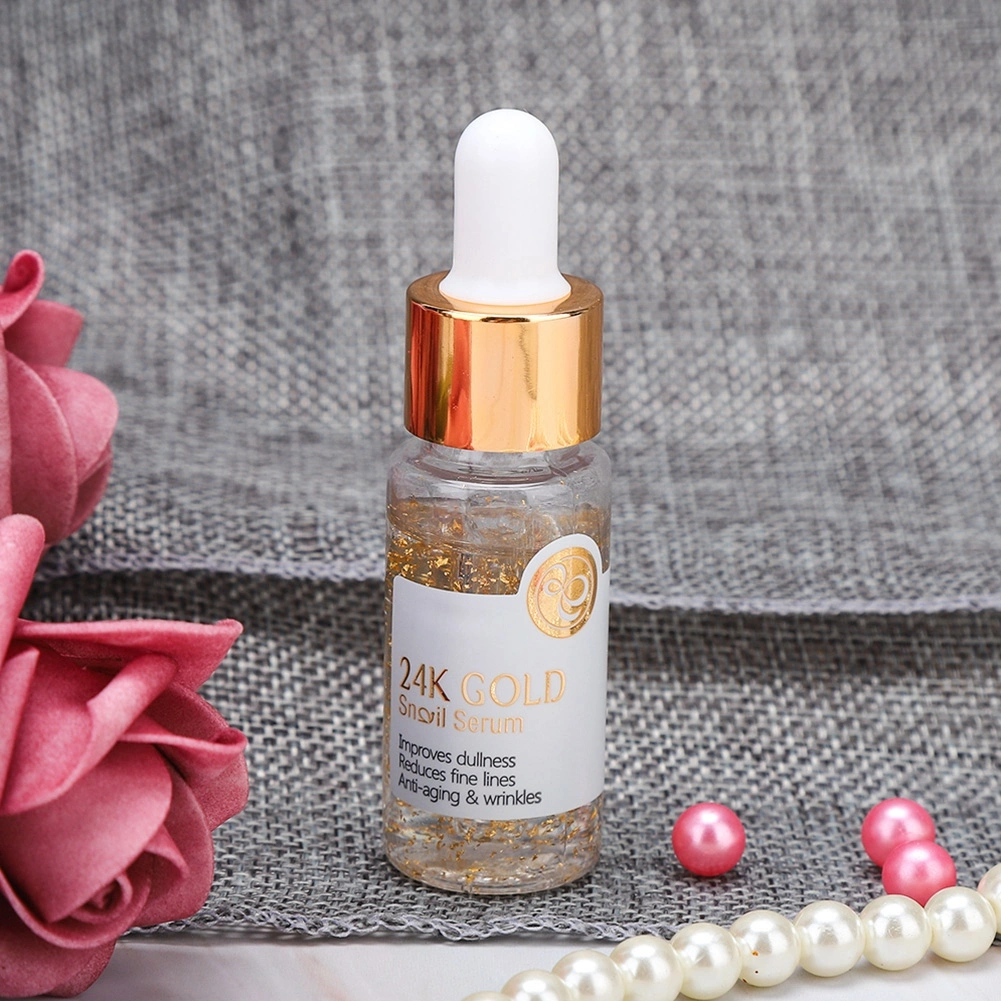 15ML 24K Gold Foil Snail Facial Serum Firming Moisturizing Face Skin Care Essence Liquid