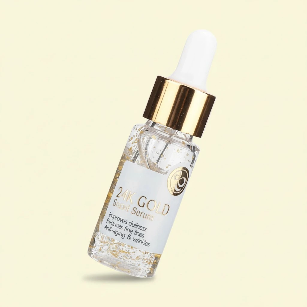 15ML 24K Gold Foil Snail Facial Serum Firming Moisturizing Face Skin Care Essence Liquid