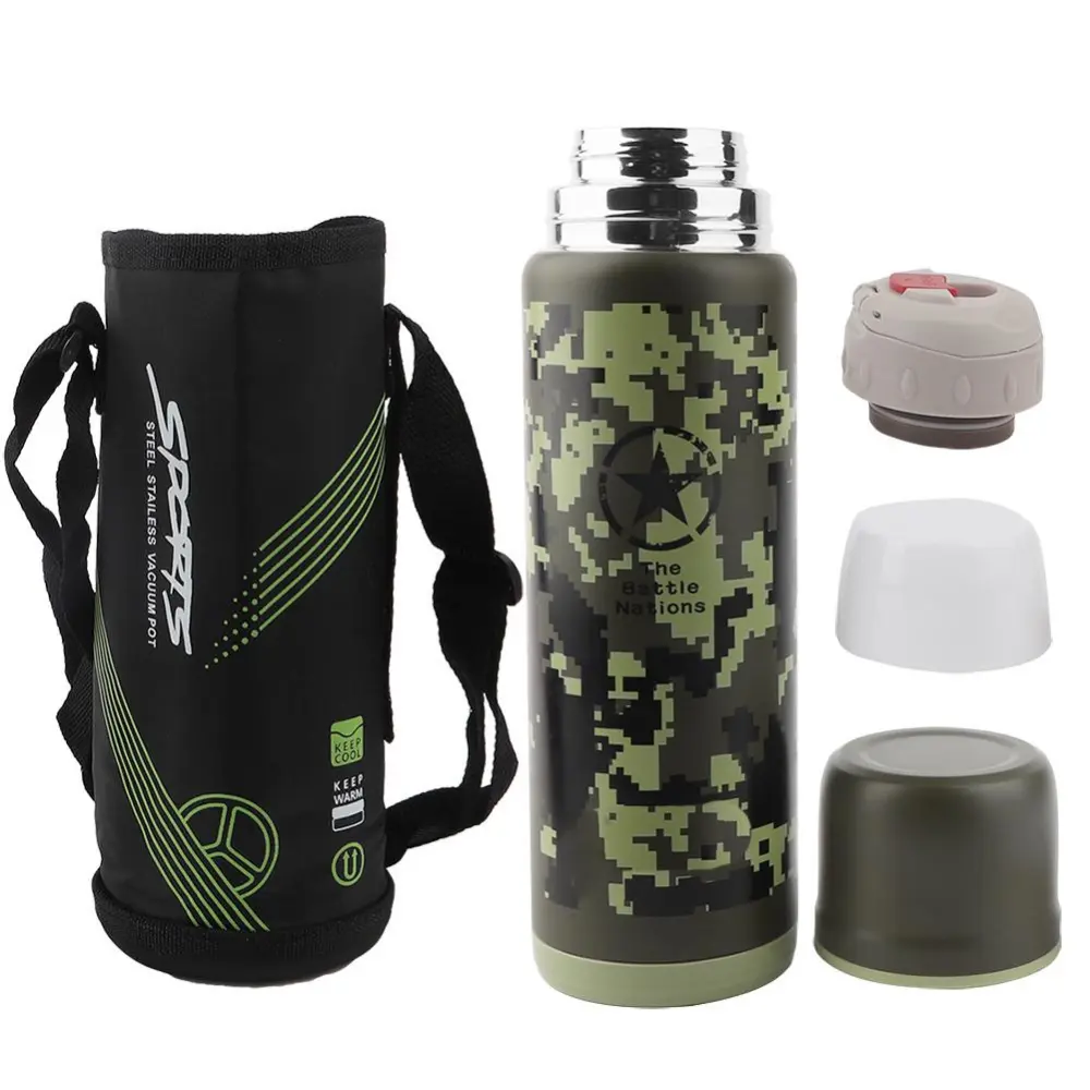 1000ml Stainless Steel Portable Student Vacuum Cup Travel Outdoor Bottle (Camouflage Color)