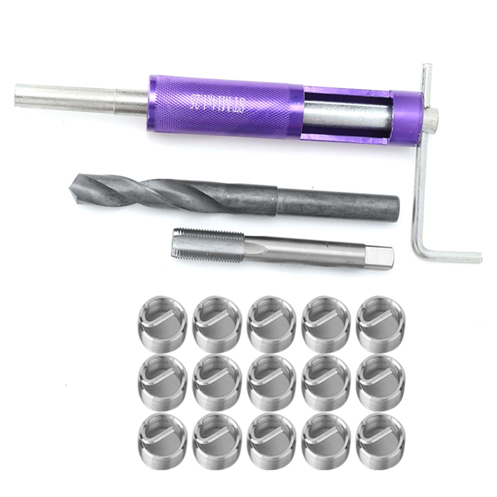 18pcs M11/14 Stainless Steel Wire Screw Sleeve Thread Repair Insert Kit Tool Set (M14*1.25)