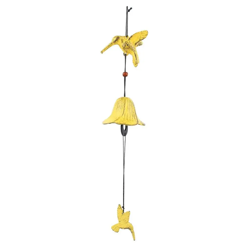 Metal Bird-shaped Hanging Wind Chime Home Garden Backyard Decoration Ornament (Yellow)