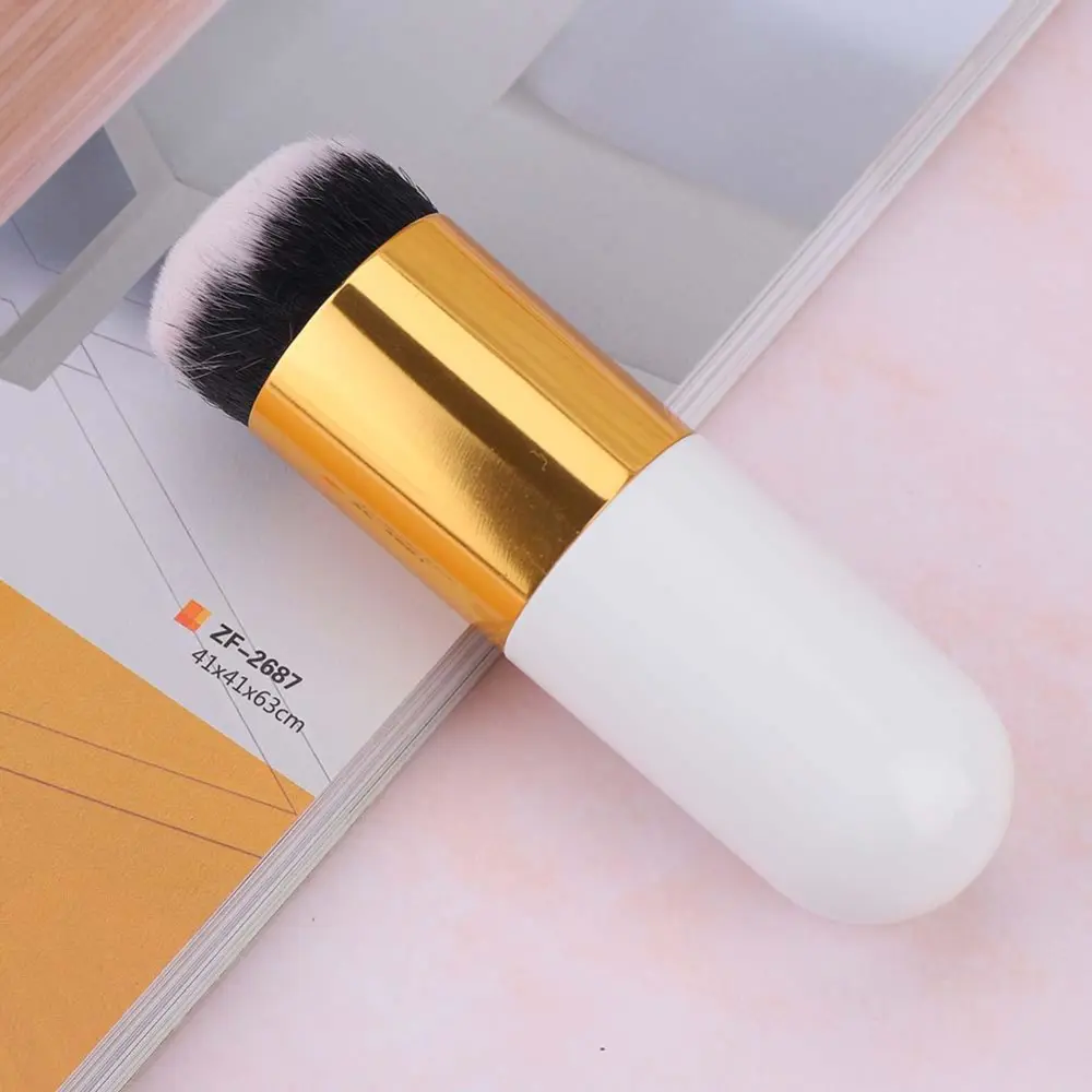 Round Head Foundation Powder Brush BB Cream Cosmetic Brush Makeup Tool (White Gold)