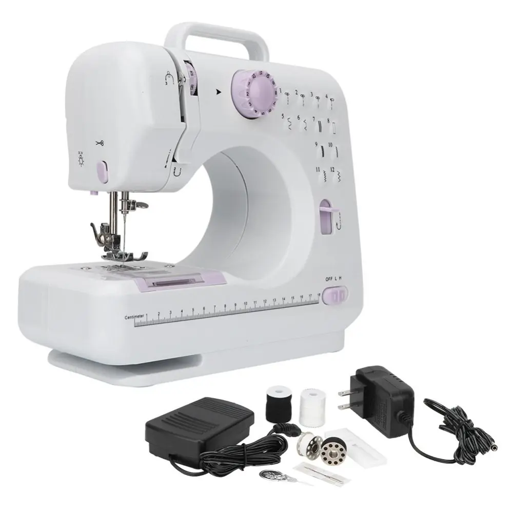 Household Hand-held Tailor Electric Sewing Machine with 12 Floral Stitches (US Plug 100-240V)