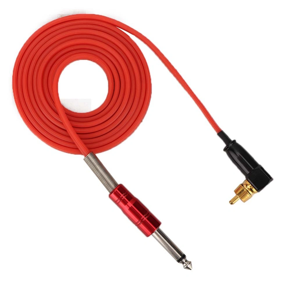 1.8m Soft Silicone Tattoo Right Angle RCA Connector Clip Cords for Tattoo Machines (Red)