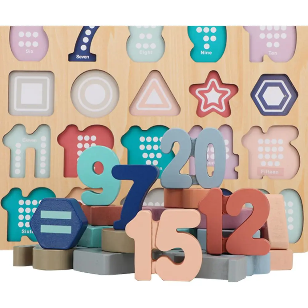 Wooden Kids Number English Letter Puzzle Matching Educational Toy Gift(Number)