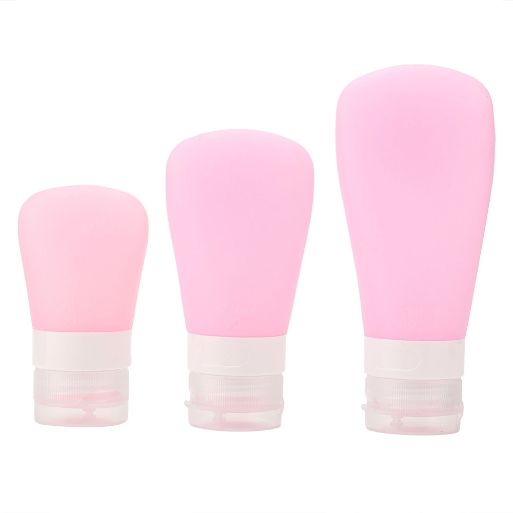 3pcs Portable Silicone Dispenser Bottles with Sucker for Hair Conditioner Makeup Pink