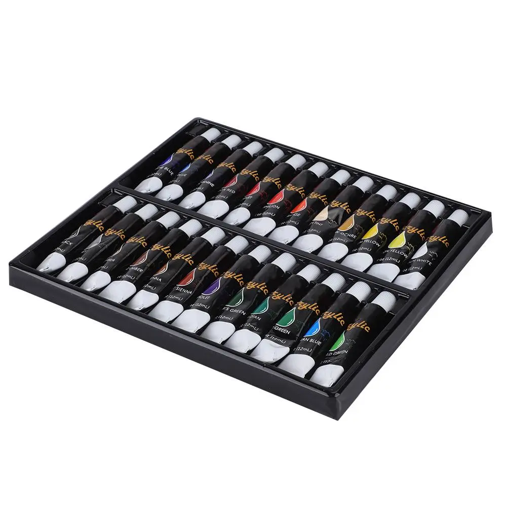 24 Colors 12ml Acrylic Pigment DIY Painting Drawing Accessory Colorful Paint Set