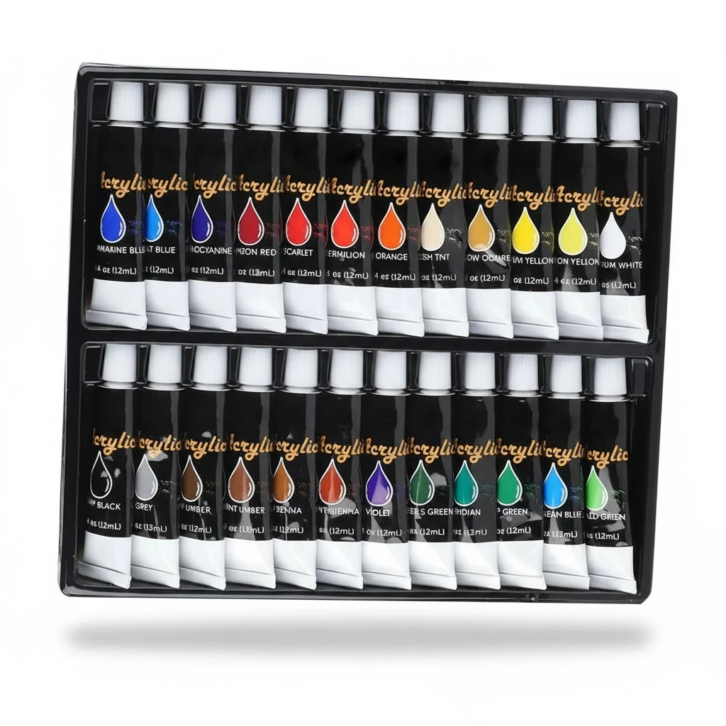 24 Colors 12ml Acrylic Pigment DIY Painting Drawing Accessory Colorful Paint Set