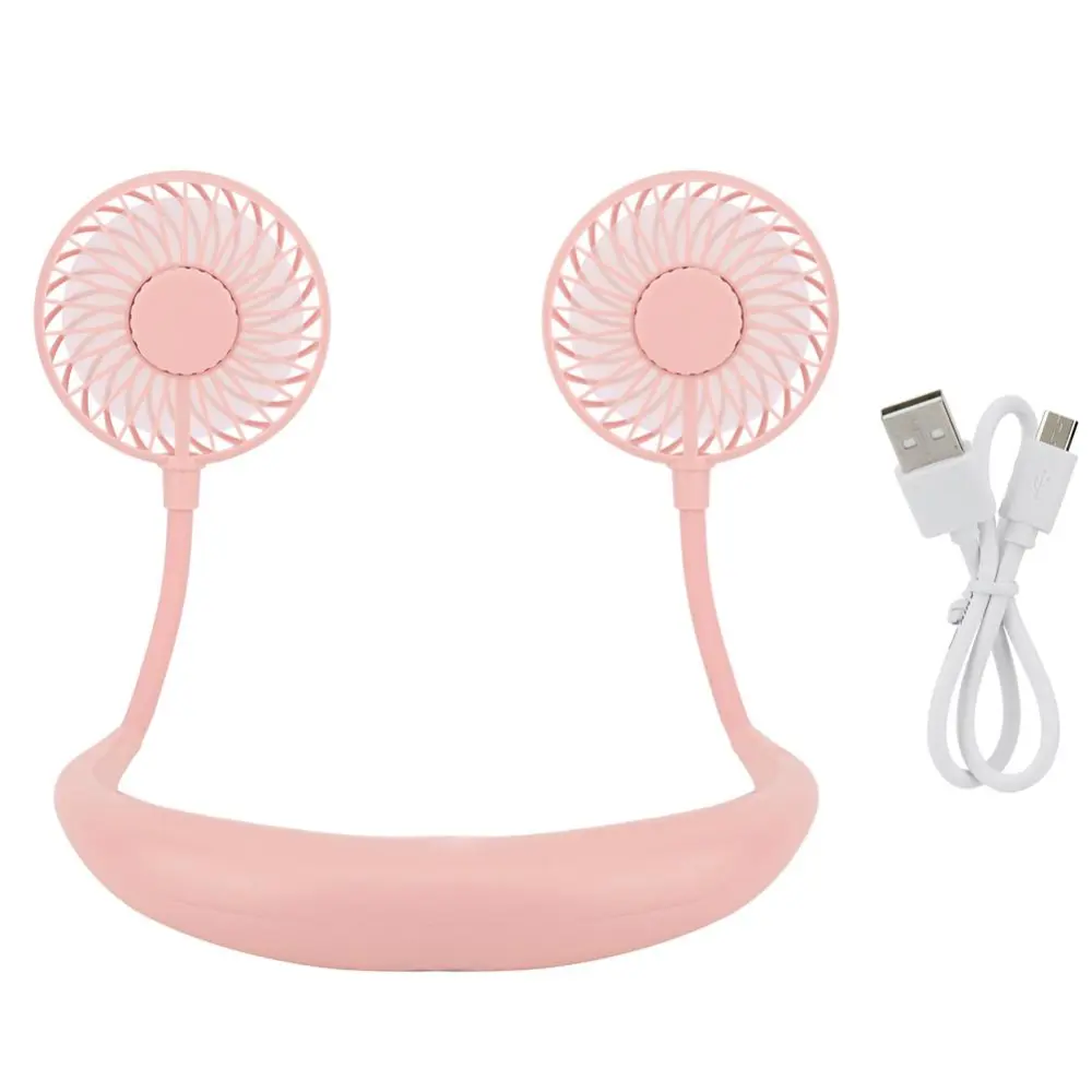 Portable Fan Handsfree Neck Hanging Fan USB Charging 2000mAh Pink