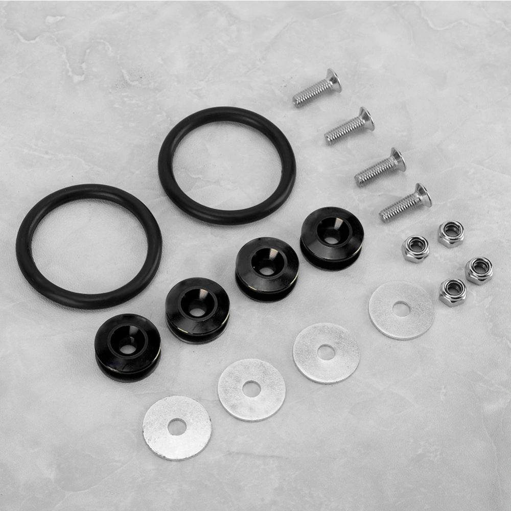 Colorful Quick Release Fasteners Rubber Rings Kit for Car Bumper Trunk Mud Guard Lid (Black)