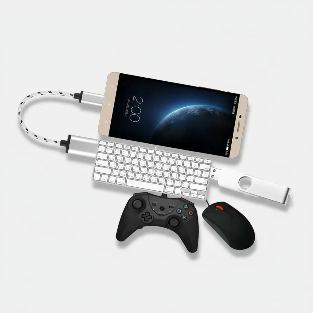 18CM TYPE-C OTG Braided Silver Adapter Cable Converter Cable USB Interface