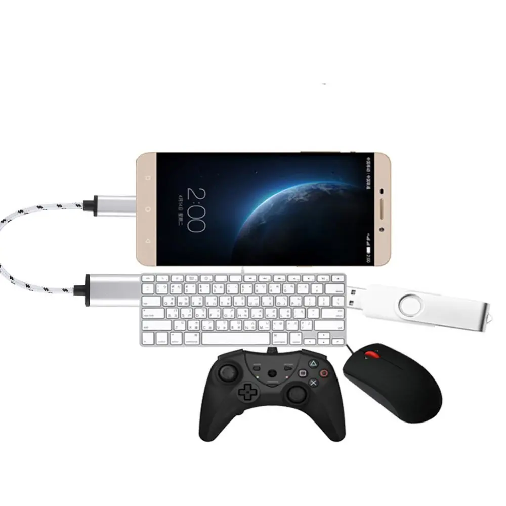 18CM TYPE-C OTG Braided Silver Adapter Cable Converter Cable USB Interface