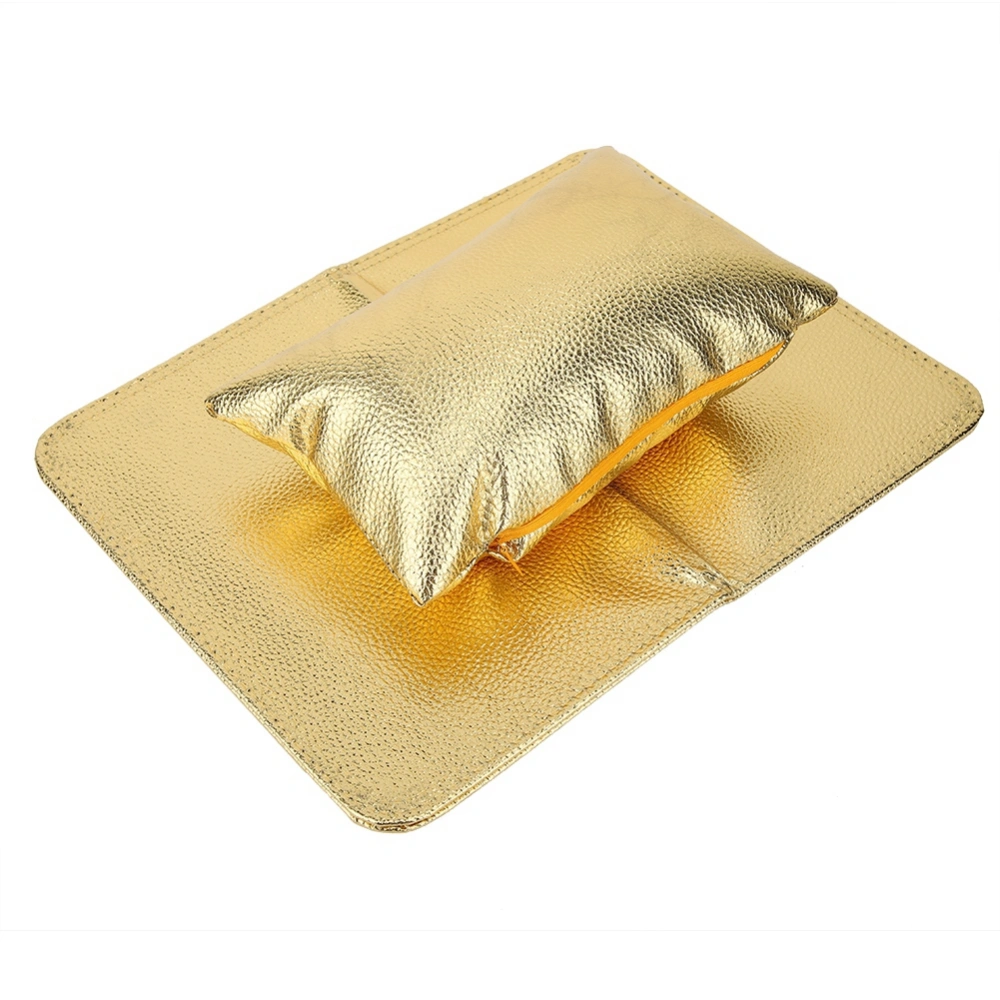 Nail Art Hand Pillow Pad Set Hand Arm Rest Holder Cushion Foldable Table Mat Manicure Tool Gold