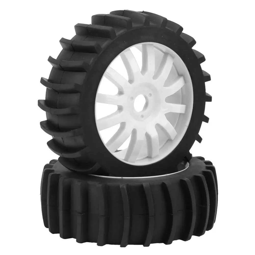 Upgrade Wheel Rim Hub Tires Rubber Tyres for 1/8 RC Car Remote Control Truck (White)